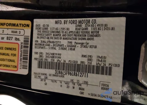 2020 Lincoln Mkz Reserve z USA, uszkodzony, nr VIN 3LN6L5F96LR612711